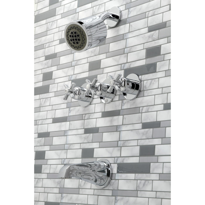 Millennium KBX8131ZX Three-Handle 5-Hole Wall Mount Tub and Shower Faucet, Polished Chrome