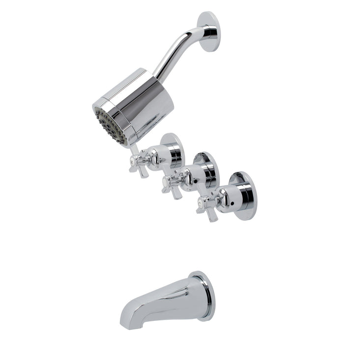 Millennium KBX8131ZX Three-Handle 5-Hole Wall Mount Tub and Shower Faucet, Polished Chrome