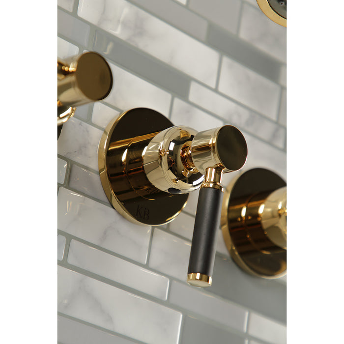 Kaiser KBX8132DKL Three-Handle 5-Hole Wall Mount Tub and Shower Faucet, Polished Brass
