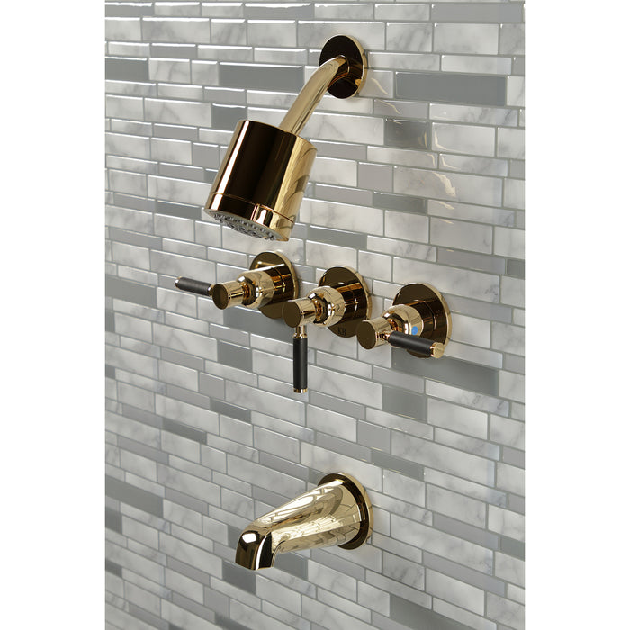 Kingston Sona KBX8132DKL - Kaiser Triple-Handle Tub and Shower Faucet, Polished Brass
