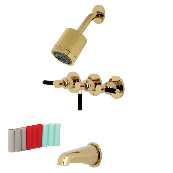 Kingston Sona KBX8132DKL - Kaiser Triple-Handle Tub and Shower Faucet, Polished Brass