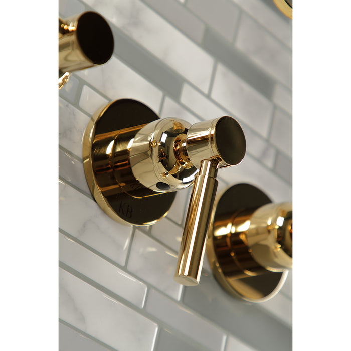 Concord KBX8132DL Triple-Handle Tub and Shower Faucet, Polished Brass