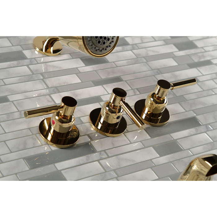 Concord KBX8132DL Triple-Handle Tub and Shower Faucet, Polished Brass