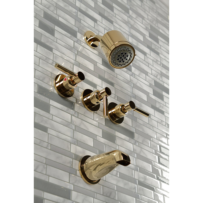Concord KBX8132DL Triple-Handle Tub and Shower Faucet, Polished Brass