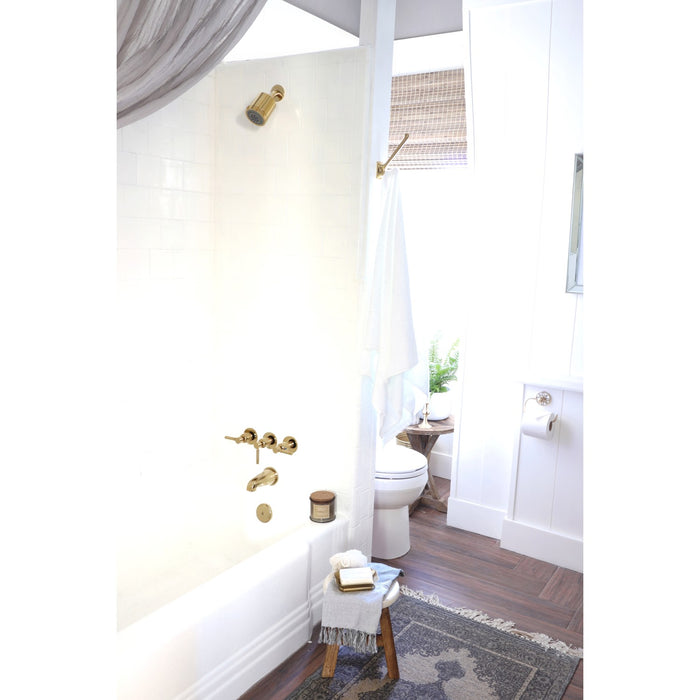 Concord KBX8132DL Triple-Handle Tub and Shower Faucet, Polished Brass