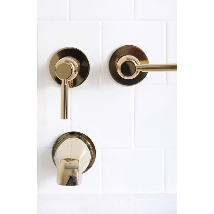 Concord KBX8132DL Triple-Handle Tub and Shower Faucet, Polished Brass