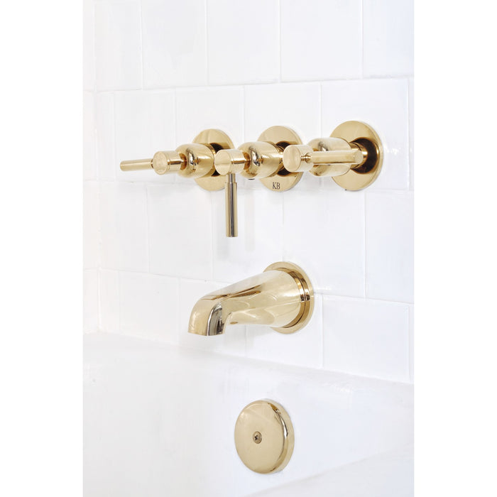 Concord KBX8132DL Triple-Handle Tub and Shower Faucet, Polished Brass