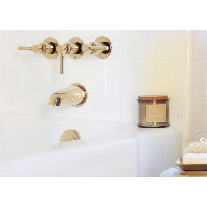 Concord KBX8132DL Triple-Handle Tub and Shower Faucet, Polished Brass
