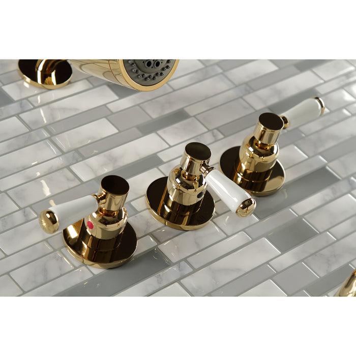 Kingston Tulare KBX8132DPL - Paris Triple-Handle Tub and Shower Faucet, Polished Brass