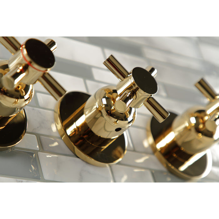 Kingston Sona KBX8132DX - Concord Triple-Handle Tub and Shower Faucet, Polished Brass