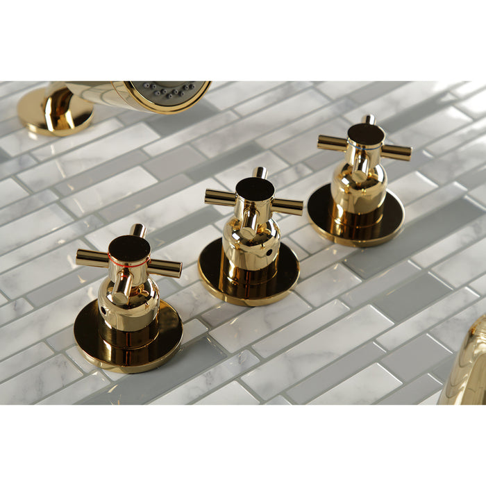 Kingston Sona KBX8132DX - Concord Triple-Handle Tub and Shower Faucet, Polished Brass