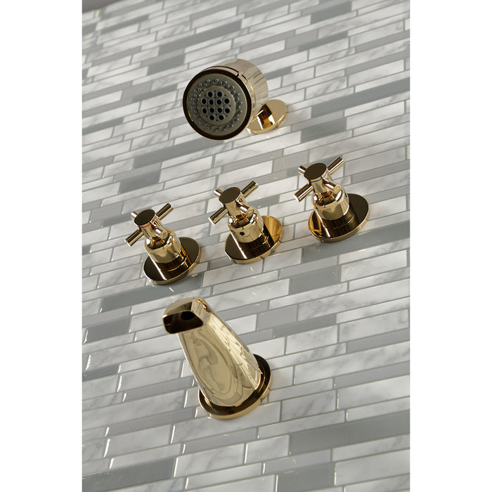 Kingston Sona KBX8132DX - Concord Triple-Handle Tub and Shower Faucet, Polished Brass