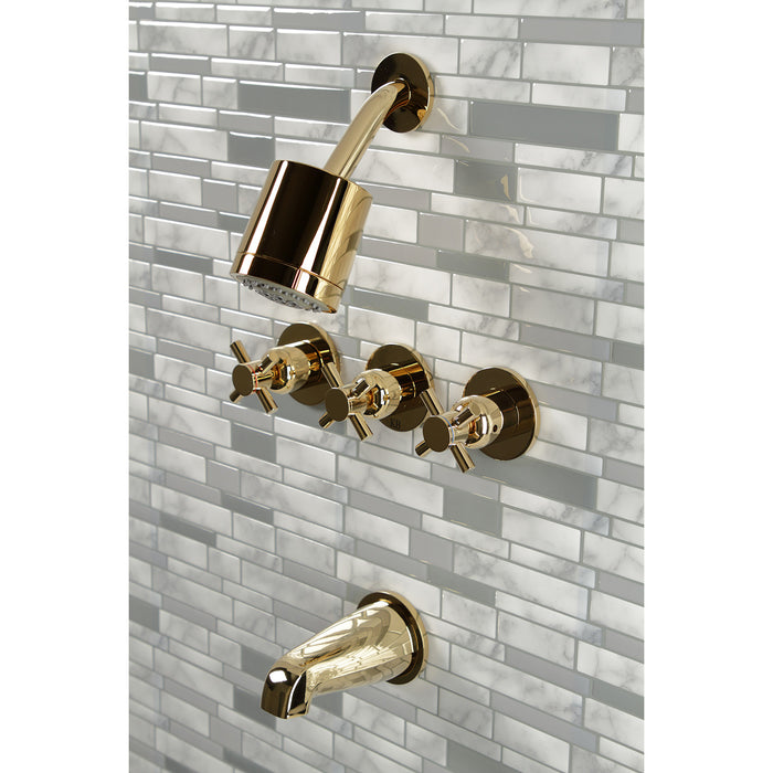 Kingston Sona KBX8132DX - Concord Triple-Handle Tub and Shower Faucet, Polished Brass