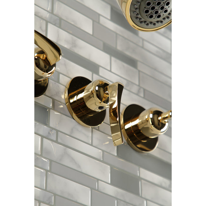 Kingston Tulare KBX8132EFL - Centurion Triple-Handle Tub and Shower Faucet, Polished Brass