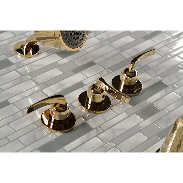 Kingston Tulare KBX8132EFL - Centurion Triple-Handle Tub and Shower Faucet, Polished Brass