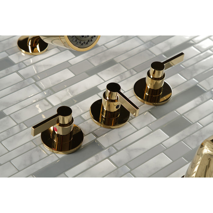 Kingston Sona KBX8132NDL - NuvoFusion Triple-Handle Tub and Shower Faucet, Polished Brass