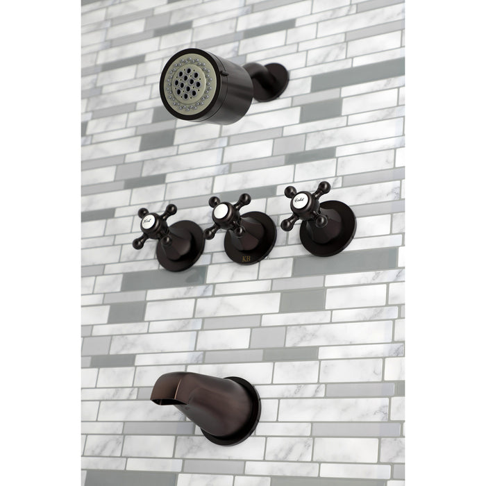 Metropolitan KBX8135BX Three-Handle 5-Hole Wall Mount Tub and Shower Faucet, Oil Rubbed Bronze