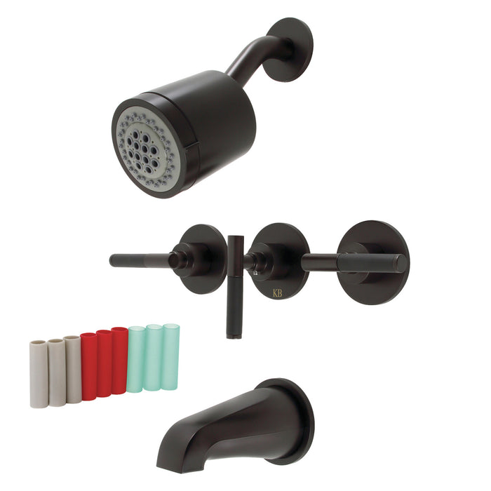 Kaiser KBX8135CKL Three-Handle 5-Hole Wall Mount Tub and Shower Faucet, Oil Rubbed Bronze