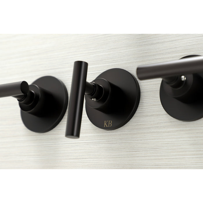 Manhattan KBX8135CML Three-Handle 5-Hole Wall Mount Tub and Shower Faucet, Oil Rubbed Bronze