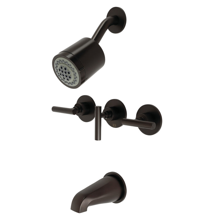 Manhattan KBX8135CML Three-Handle 5-Hole Wall Mount Tub and Shower Faucet, Oil Rubbed Bronze