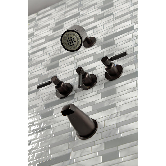 Kaiser KBX8135DKL Three-Handle 5-Hole Wall Mount Tub and Shower Faucet, Oil Rubbed Bronze