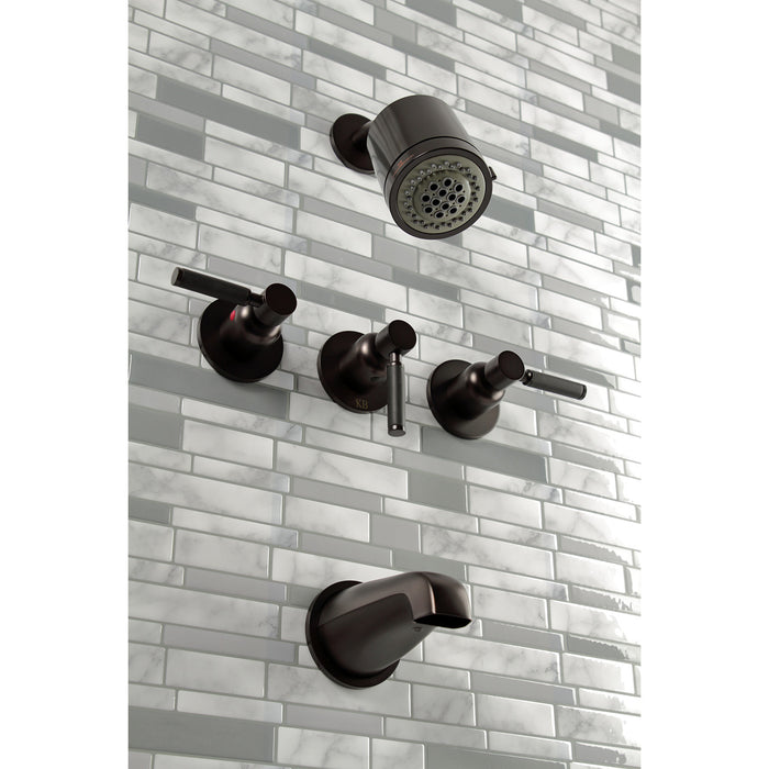 Kingston Sona KBX8135DKL - Kaiser Triple-Handle Tub and Shower Faucet, Oil Rubbed Bronze