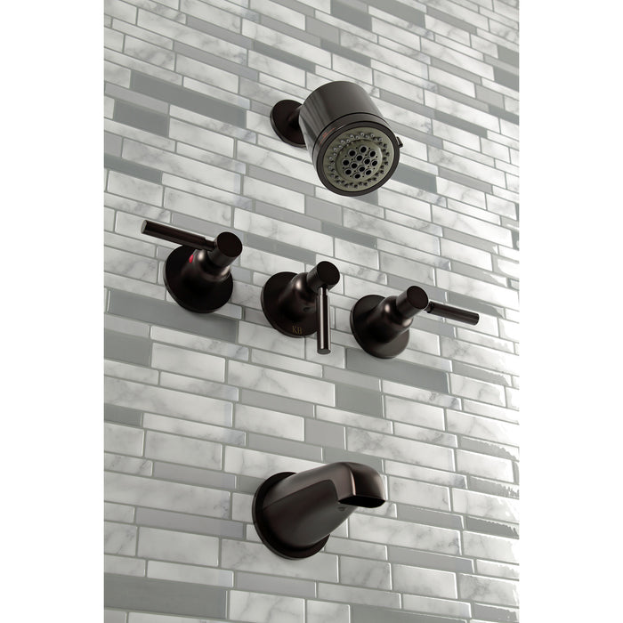 Concord KBX8135DL Triple-Handle Tub and Shower Faucet, Oil Rubbed Bronze