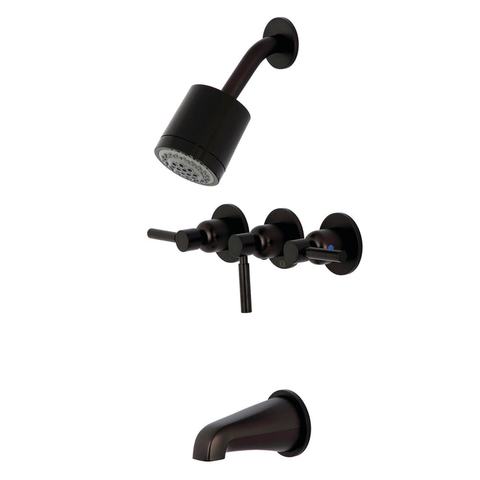Concord KBX8135DL Triple-Handle Tub and Shower Faucet, Oil Rubbed Bronze