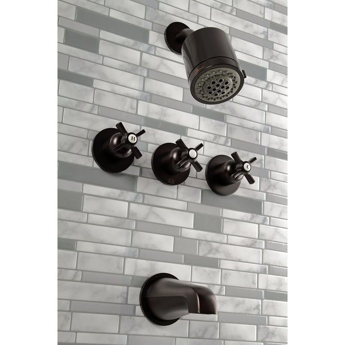 Kingston Tulare KBX8135ZX - Millennium Triple-Handle Tub and Shower Faucet, Oil Rubbed Bronze