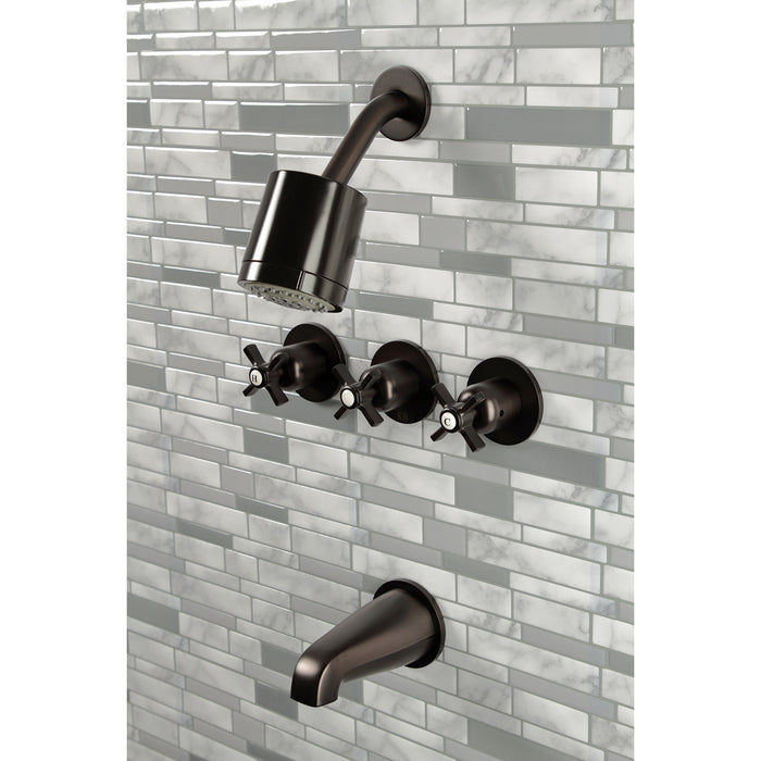 Kingston Tulare KBX8135ZX - Millennium Triple-Handle Tub and Shower Faucet, Oil Rubbed Bronze