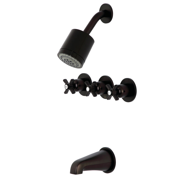 Millennium KBX8135ZX Three-Handle 5-Hole Wall Mount Tub and Shower Faucet, Oil Rubbed Bronze