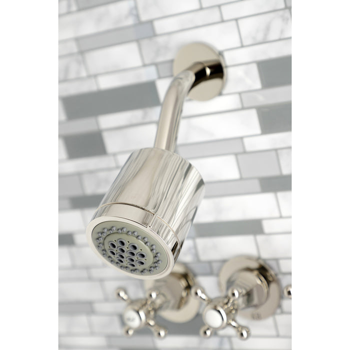 Metropolitan KBX8136BX Three-Handle 5-Hole Wall Mount Tub and Shower Faucet, Polished Nickel