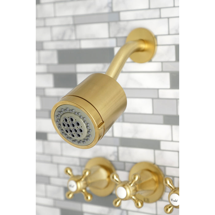 Kingston Tulare KBX8137BX - Metropolitan Triple-Handle Tub and Shower Faucet, Brushed Brass