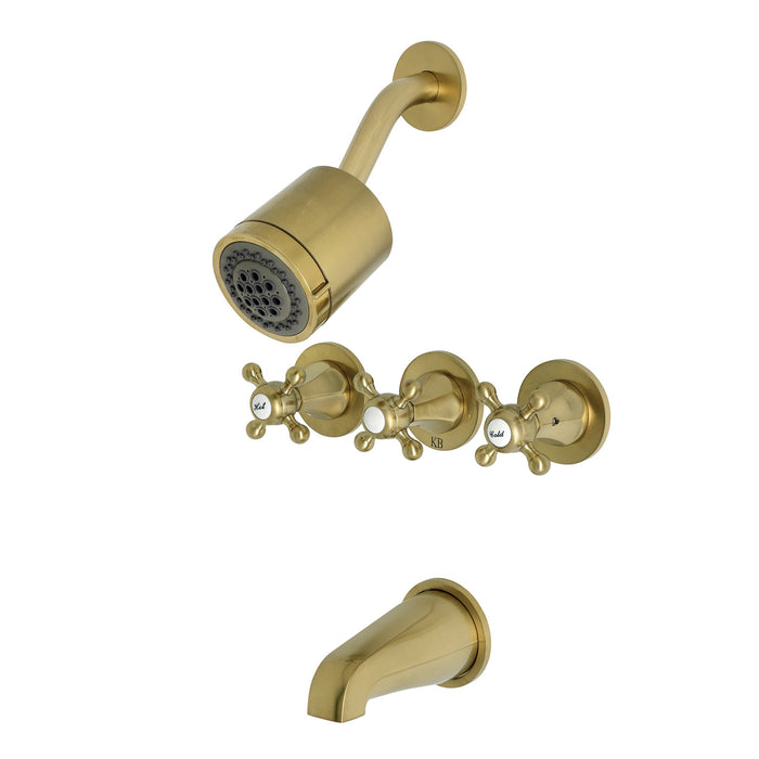 Kingston Tulare KBX8137BX - Metropolitan Triple-Handle Tub and Shower Faucet, Brushed Brass