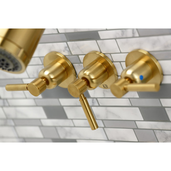 Kingston Sona KBX8137DL - Concord Triple-Handle Tub and Shower Faucet, Brushed Brass