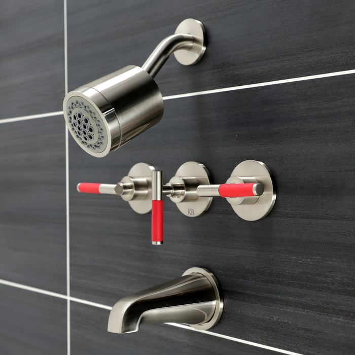 Kingston Sona KBX8138CKL - Kaiser Triple-Handle Tub and Shower Faucet, Brushed Nickel