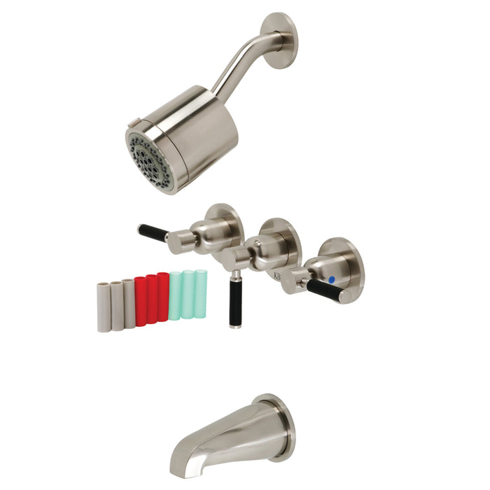 Kingston Sona KBX8138DKL - Kaiser Triple-Handle Tub and Shower Faucet, Brushed Nickel