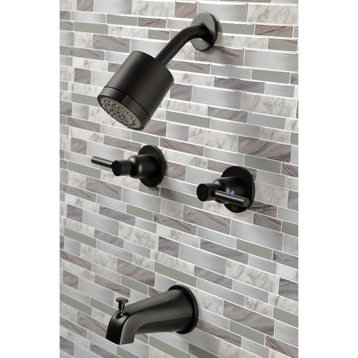Concord KBX8140DL Two-Handle 4-Hole Wall Mount Tub and Shower Faucet, Matte Black