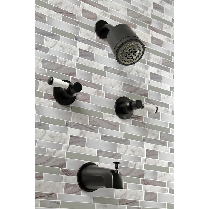 Kingston Tulare KBX8140DPL - Paris Double-Handle Tub and Shower Faucet, Matte Black