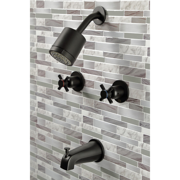 Concord KBX8140DX Two-Handle 4-Hole Wall Mount Tub and Shower Faucet, Matte Black