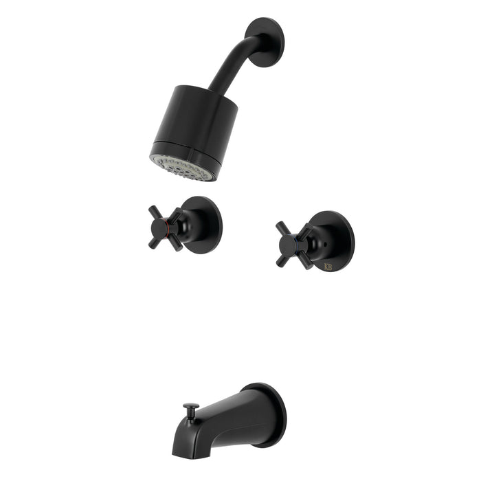 Concord KBX8140DX Two-Handle 4-Hole Wall Mount Tub and Shower Faucet, Matte Black