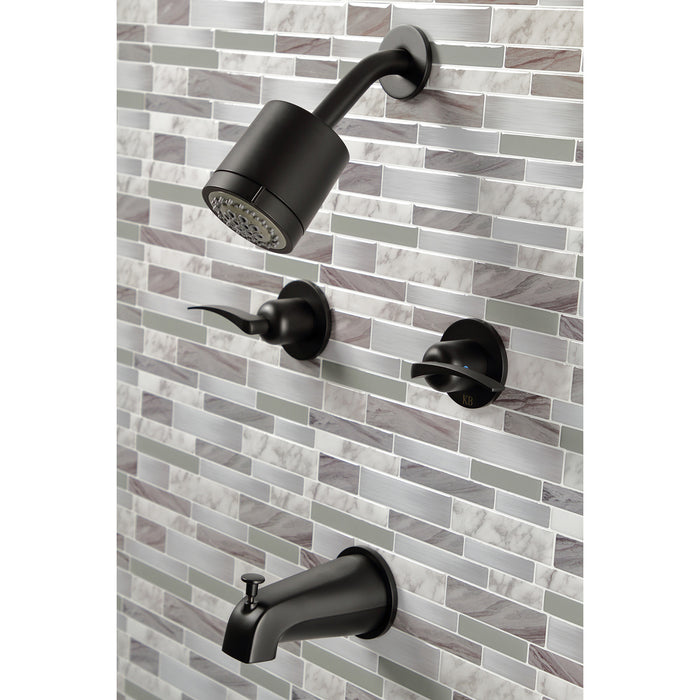Centurion KBX8140EFL Two-Handle 4-Hole Wall Mount Tub and Shower Faucet, Matte Black