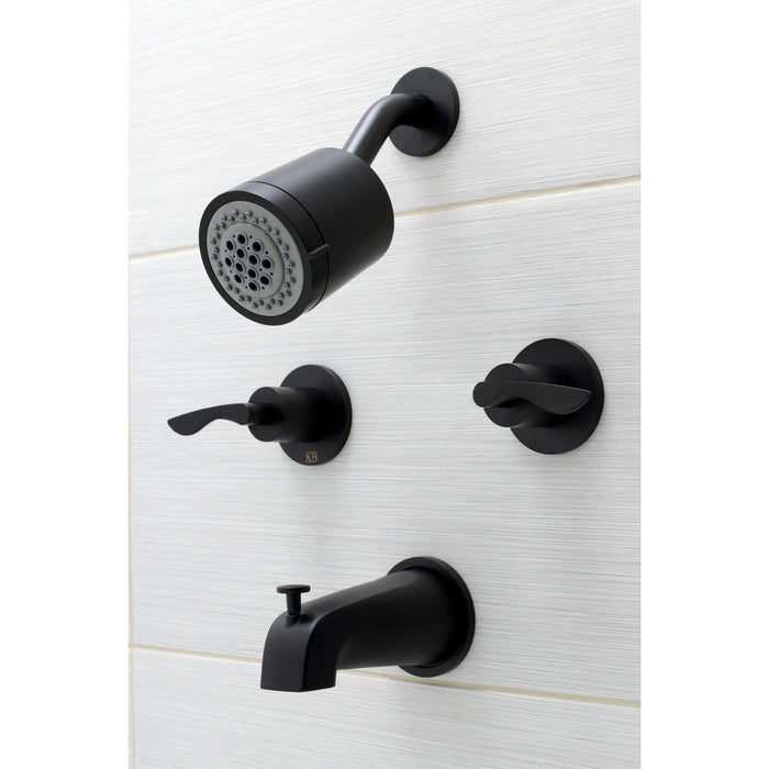 Serena KBX8140SVL Two-Handle 4-Hole Wall Mount Tub and Shower Faucet, Matte Black