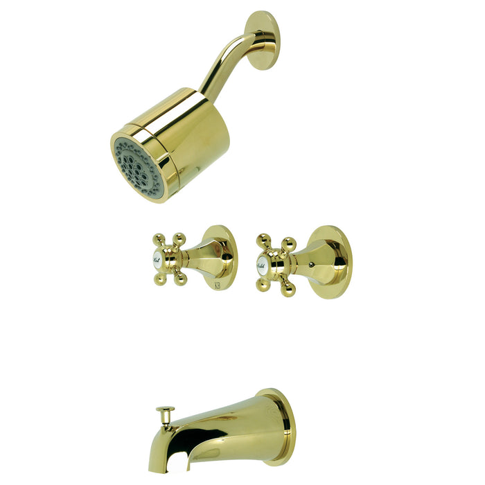Metropolitan KBX8142BX Two-Handle 4-Hole Wall Mount Tub and Shower Faucet, Polished Brass