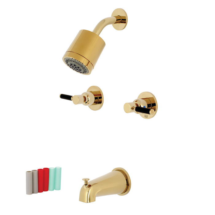 Kaiser KBX8142DKL Two-Handle 4-Hole Wall Mount Tub and Shower Faucet, Polished Brass