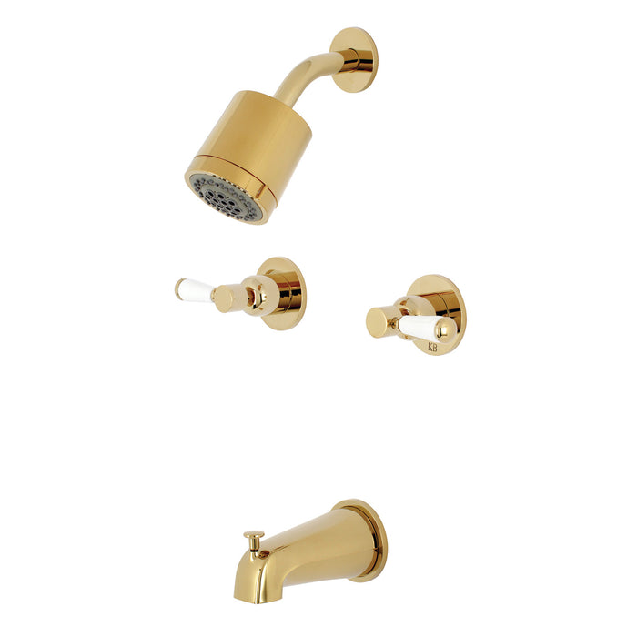 Paris KBX8142DPL Two-Handle 4-Hole Wall Mount Tub and Shower Faucet, Polished Brass