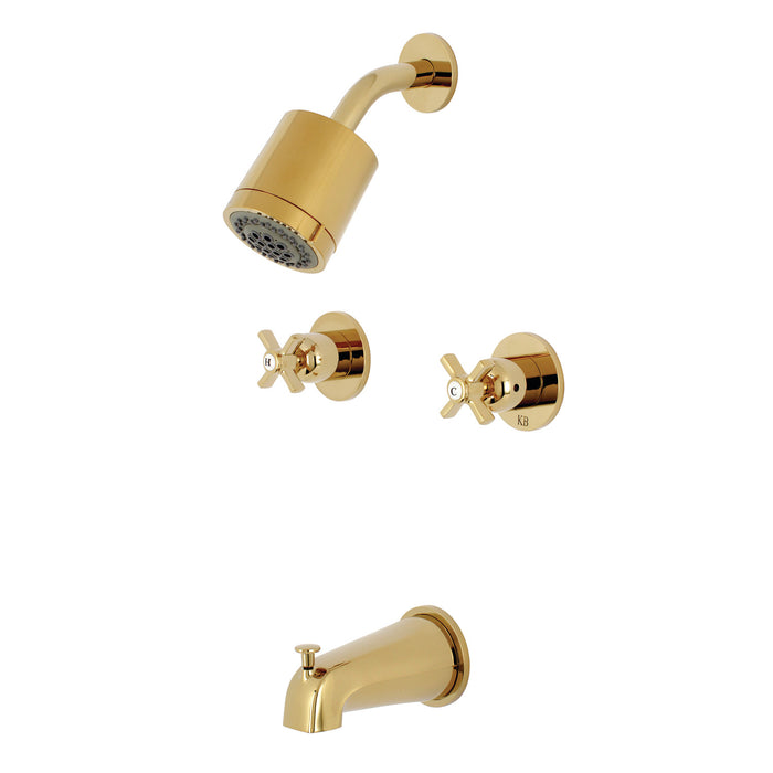 Millennium KBX8142ZX Two-Handle 4-Hole Wall Mount Tub and Shower Faucet, Polished Brass