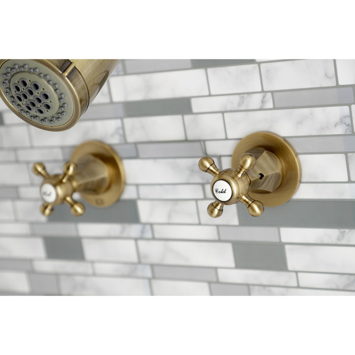 Kingston Tulare KBX8143BX - Metropolitan Double-Handle Tub and Shower Faucet, Antique Brass
