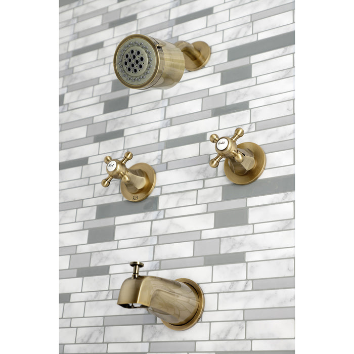 Kingston Tulare KBX8143BX - Metropolitan Double-Handle Tub and Shower Faucet, Antique Brass