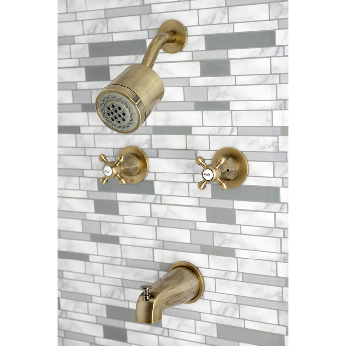 Metropolitan KBX8143BX Two-Handle 4-Hole Wall Mount Tub and Shower Faucet, Antique Brass